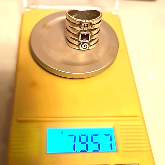 SILPADA vintage 925 sterling silver flower ring with garnet stone - Picture 7 of 8